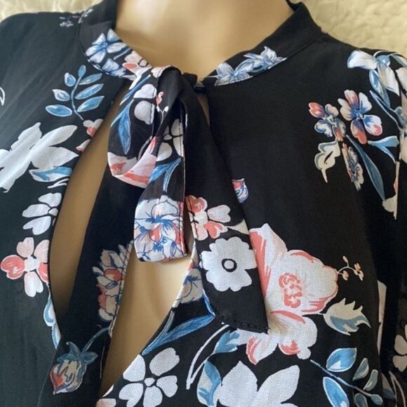 Torrid Plus Size 3X Black Floral Print Cocktail Party Career Summer Mini Dress - Picture 6 of 12